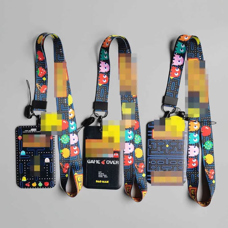 Pacman Cartoon Lanyard Anahtarlar Telefon Tutucu Knahi Kimlik Kartıyla Komik Boyun Kayışı DIY Hayvan Kradard As Halat Hediyeleri AA220318