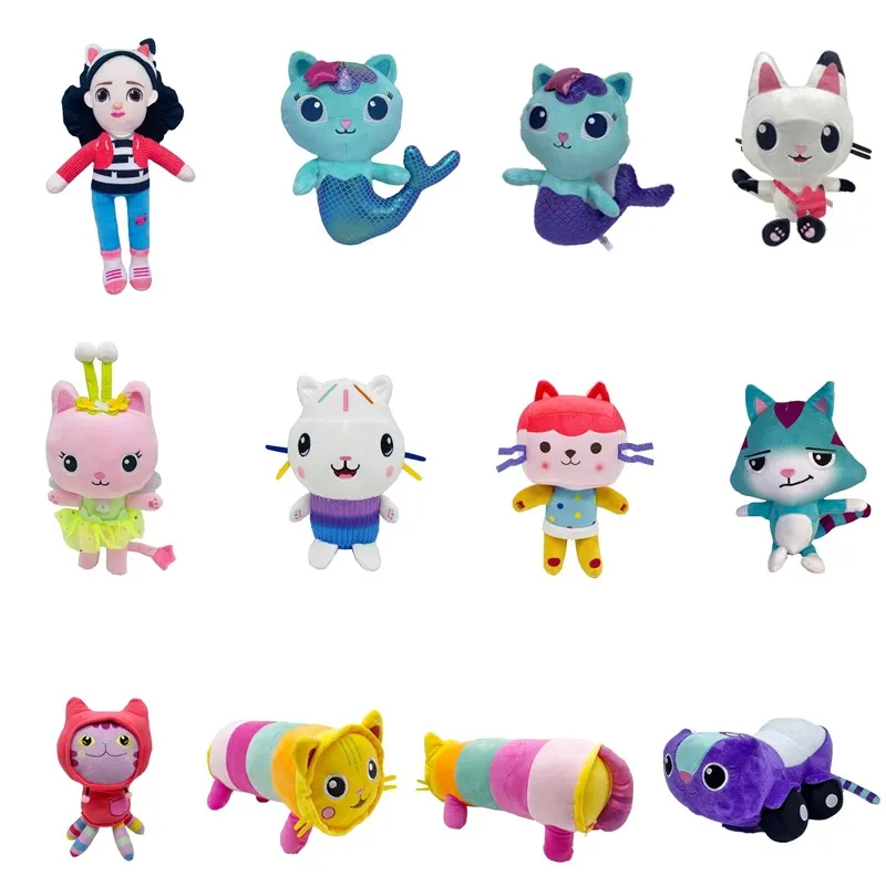 Maison de poupée Gabby en peluche, jouet Animal, dessin animé, sirène, chat, jouets pour enfants, cadeau doux, fête, maison de poupée Gabby, vente en gros