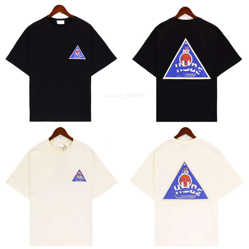 T-shirts pour hommes Designer Rhude Off White Polo Triangle Imprimer Crewneck Athleisure Manches courtes Hommes et femmes Sweatshirts en vrac de luxe