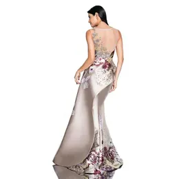 New European and American women's evening dress banquet women's temperament annual meeting 3D printing embroidered dress291A