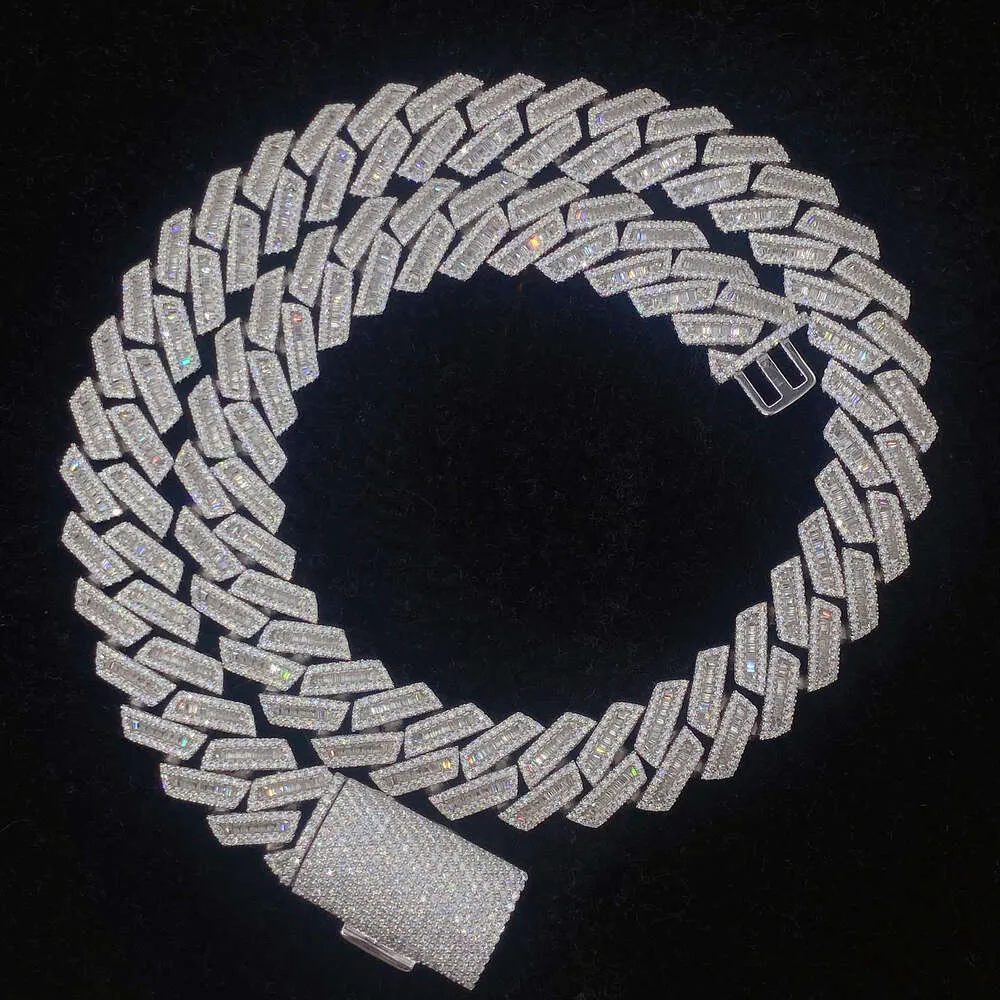 Bijoux fins Hip Hop nouveau Design Bling Miami Baguette glacée mode diamant chaîne à maillons cubains collier