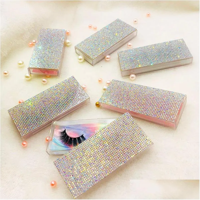 Andere Make-up 10 Stuks/partij Clear Rhinestones Lege Lash Case Roze Sier Bling Wimperdoos Zonder Wimpers Rec Square Drop Delivery Hea Otat5