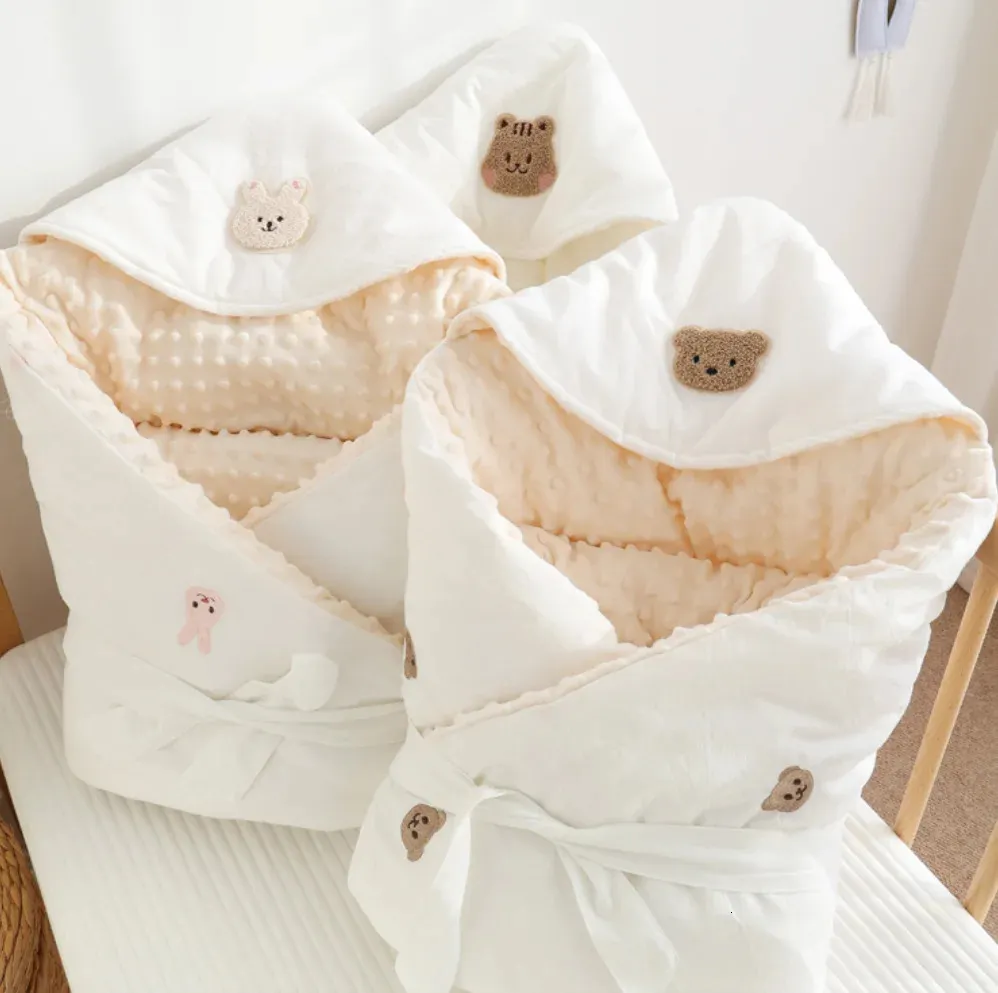 Couvertures Swaddling Born Swaddle Wrap Automne Hiver Coton Doux Fluffy Bébé Enveloppe Infantile Réception Garçon Fille Sac De Couchage 231208