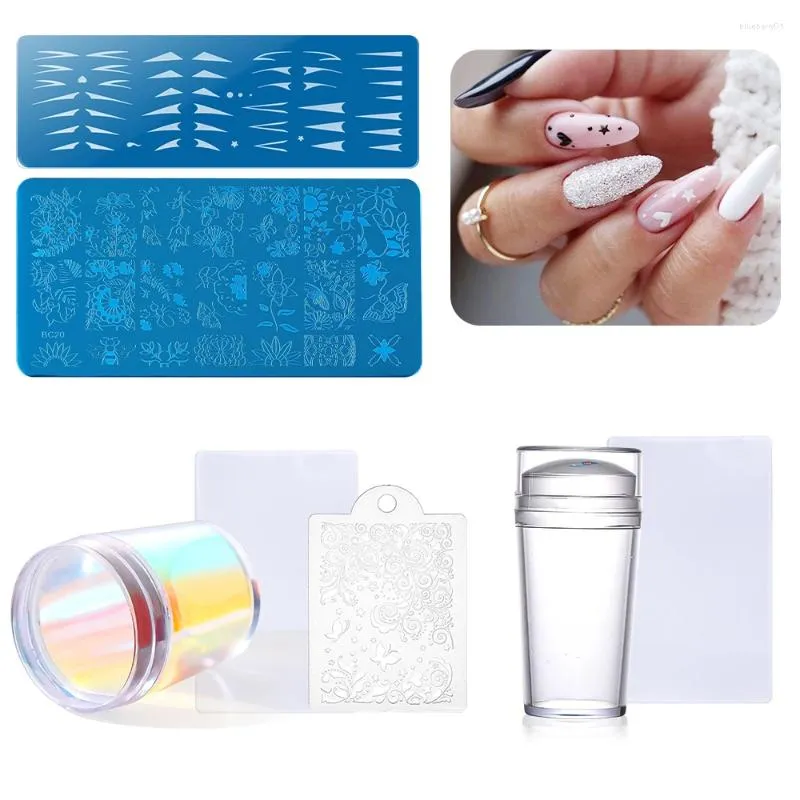 Nail Art Kits YIKOOLIN Stempelplaten Set Siliconen voor nagels Accessoires en gereedschap Afdichting met schraper