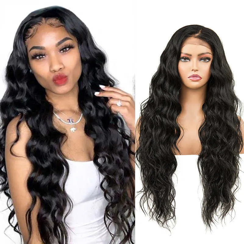 العائد على شعر مستعار من الدانتيل Xuchang Wig Wine Red Wig 4 * 4 Lace Hair Full Wave Long Long Curly Hair