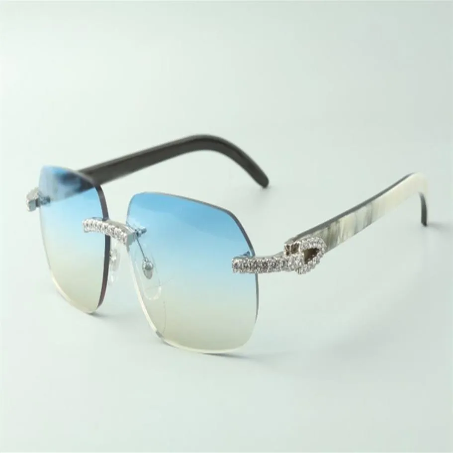 Occhiali da sole Direct S Endless Diamond 3524024 con aste in corno di bufalo misto, occhiali firmati misura 18-140 mm253x