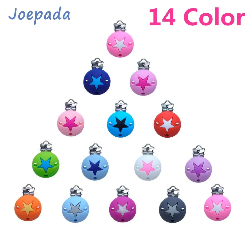Teethers Toys Joepada 10Pcs/lot Silicone Beads Baby Pacifier Clip Star Round Shaped Pacifier Chain Dummy Holder Soother Nursing Baby Teether 231208