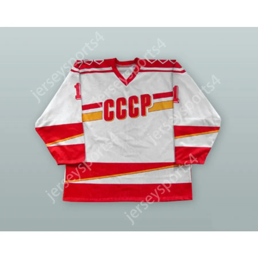 Personalizzata SERGEI MYLNIKOV 1 UNIONE SOVIETICA CCCP SQUADRA NAZIONALE BIANCA HOCKEY MAGLIA NUOVA Cucitura superiore S-M-L-XL-XXL-3XL-4XL-5XL-6XL