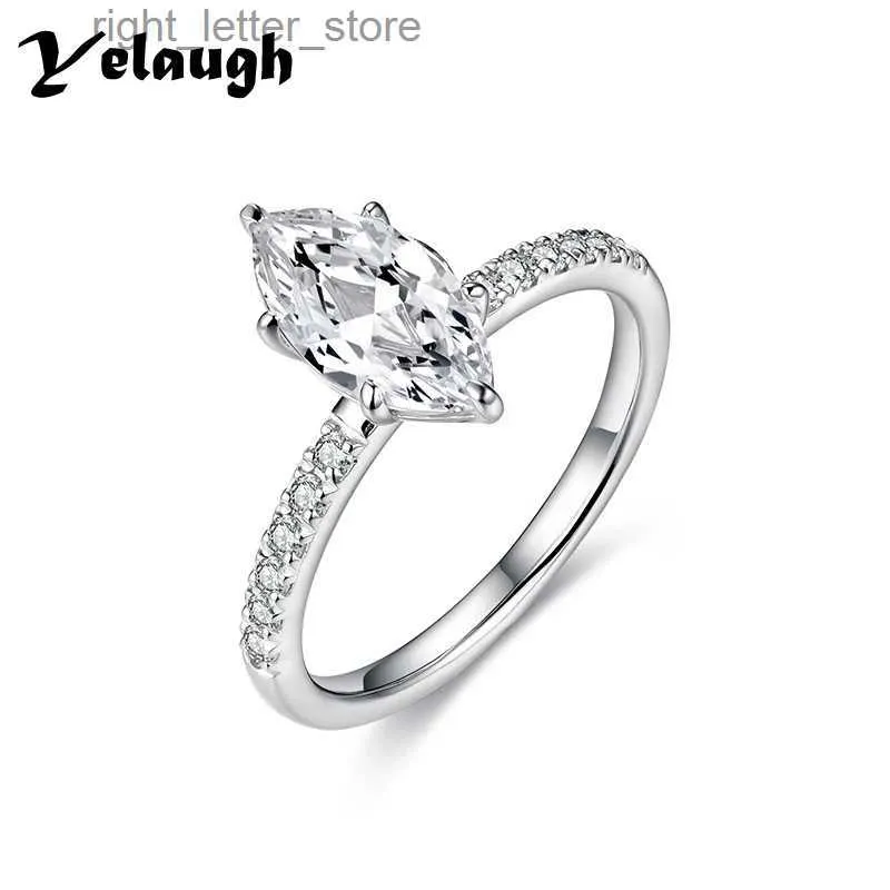 مع الحجارة الجانبية Yelaugh 1.5ct D Color Moissanite Engagement Rings 925 Sterling Silver 18K Gold Marquise Cut Moissanite Band Band Ring YQ231209