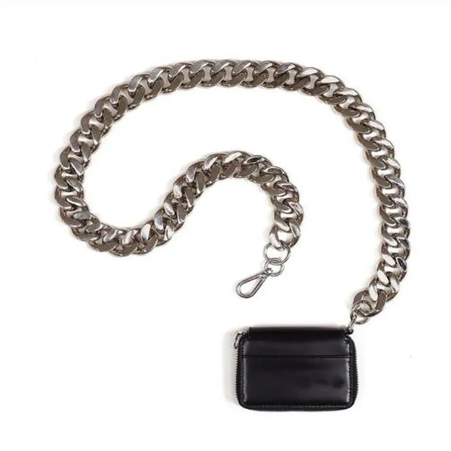 Cartera negra para mujer, bolsos de hombro con correa de cadena gruesa, minibolso para lápiz labial, bandoleras cruzadas a la moda, bolso y monedero para mujer 212194