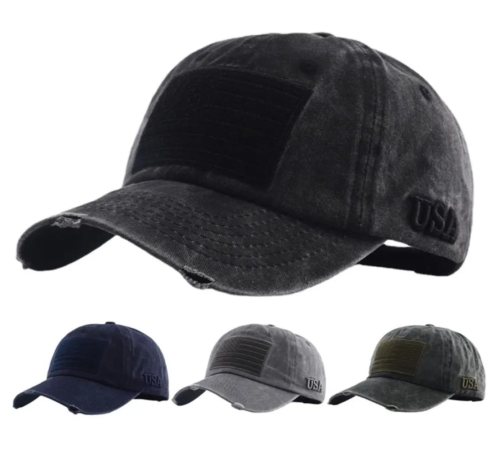 Tactical Baseball Cap Washed Denim Outdoor Hat Retro Vintage American Military Army Caps Hats Män Casquettes 2205179378350