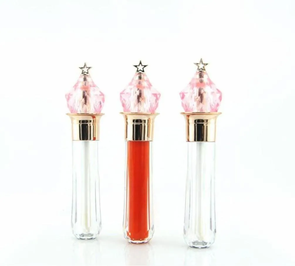 3 5ml Magic Wand Shaped Lip Gloss Tubes Gold Star Transparent Bottle Body Plastic Lipstick Tubes Empty Cosmetic Packing Containe323116292