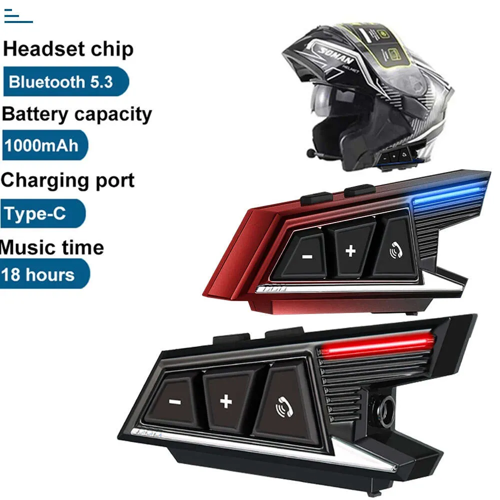Car New Motorcycle Helmet Headset Bluetooth 5.3 Wireless Headphones HandsFree Call Kit Stereo Roise Reduction Waterproof Moto Earphone