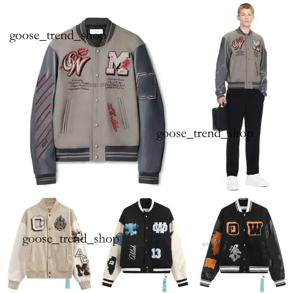 Off White Varsity Jacket Giacche da uomo Off Uomo Mens Designer di giacca a vento Vintage Loose Long Baseball Hip Hop Gceo 959 837