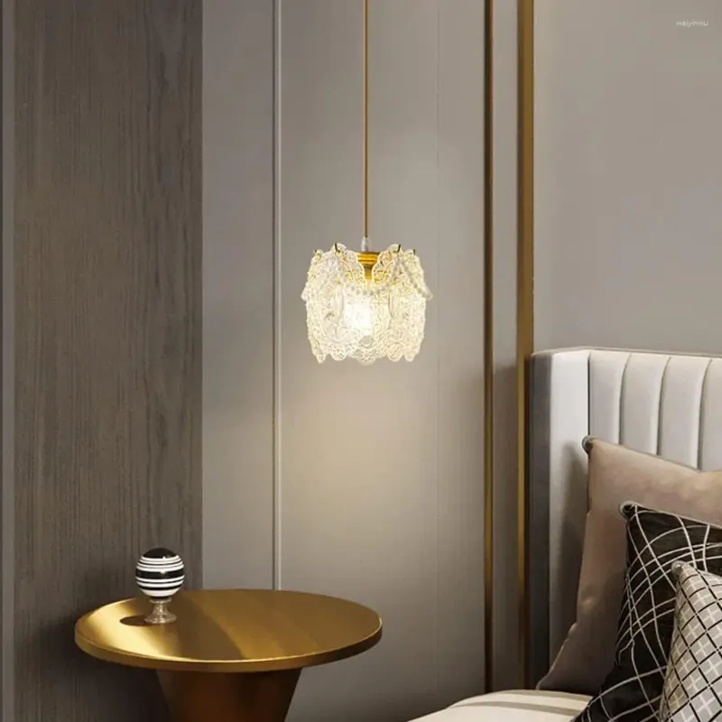 Lustres français chevet suspendu éclairage lumière luxe chambre pendentif créatif LED moderne lustre verre