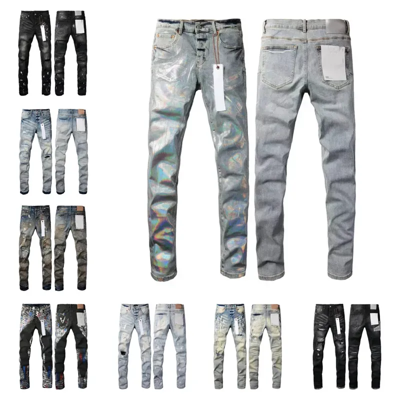 Jeans roxos designer jeans mens jeans homens joelho magro reto tamanho 28-40 motocicleta na moda longo buraco reto high street denim atacado jeans para homens