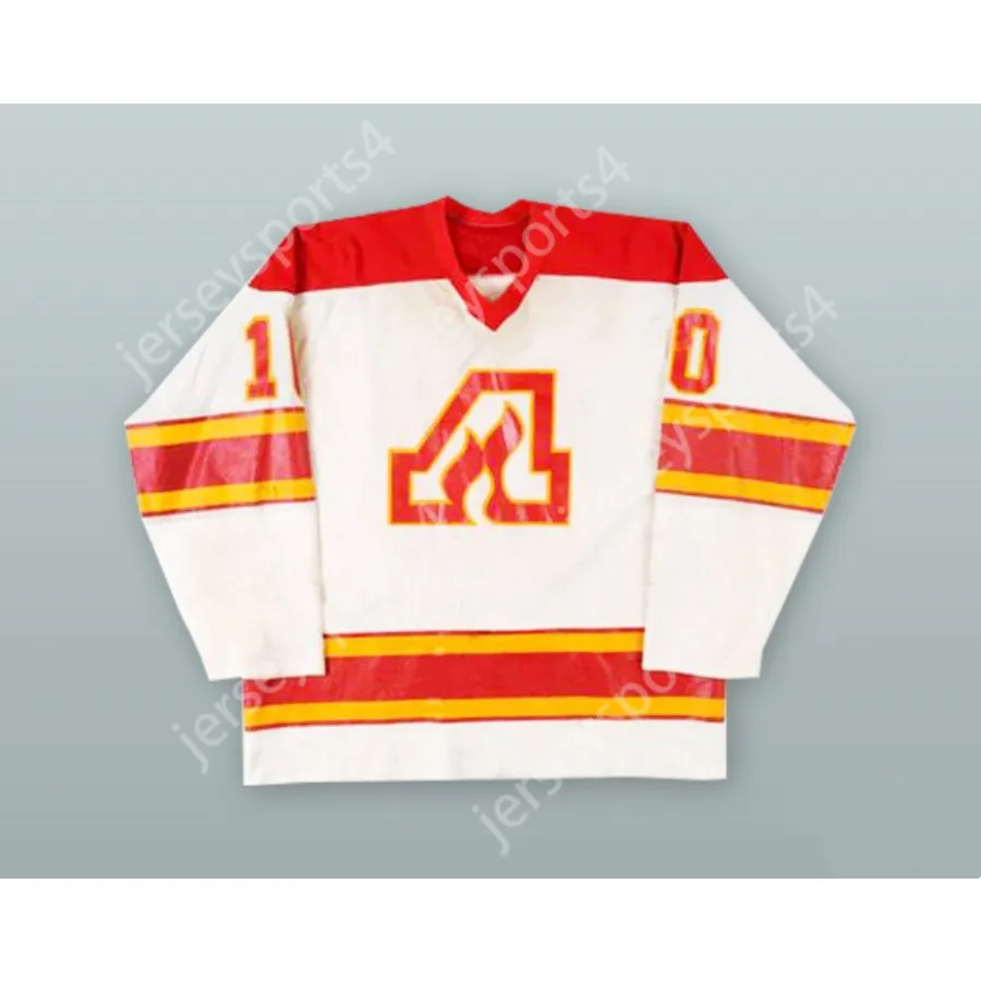 Пользовательский Билл Клемент 10 Atlanta Flames White Hockey Jersey Новый верхний сшитый S-M-L-XL-XXL-3XL-4XL-5XL-6XL