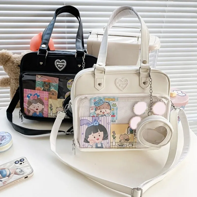 Cosmetic Bags Cases Japanese Harajuku Itabag Girls Transparent Bag with Coin Purse Student Handbags 231208