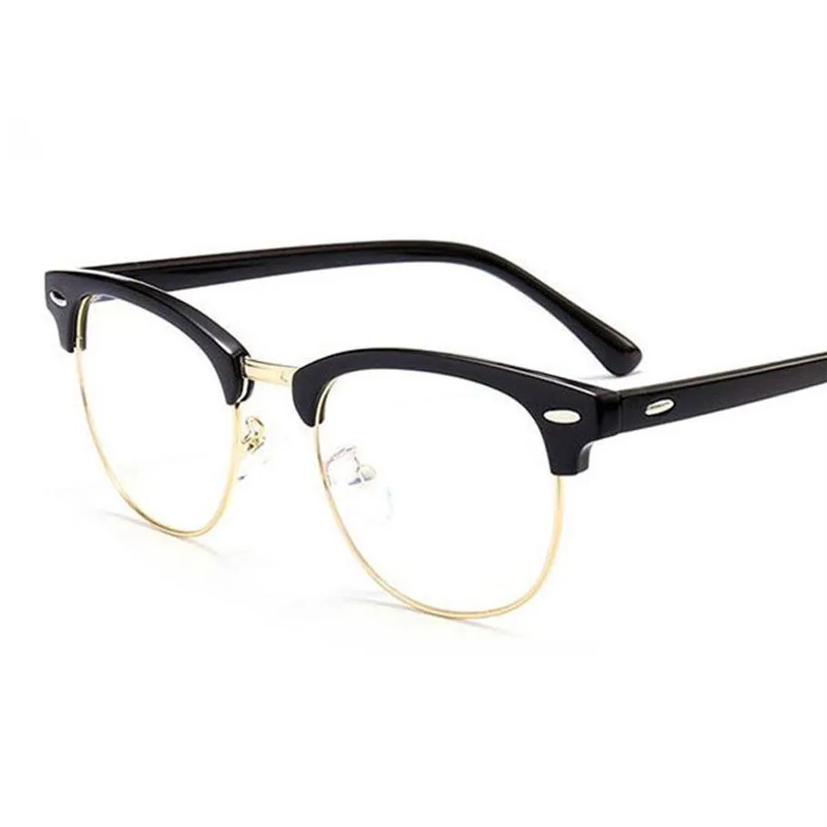 2020 Classic Rivet Half Frames Eyeglasses Vintage Retro Optica Eye Glasses Frame Men Women Clear Spectacle Frame Eyewear Oculos de2019