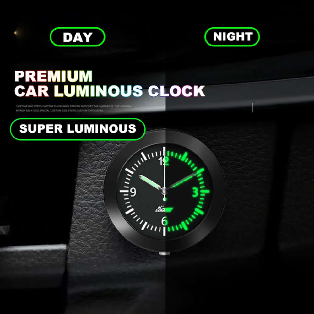 새로운 자동차 시계 Luminous Automobiles 내부 스틱 온 미니 디지털 시계 역학 석영 시계 자동 장식 자동차 액세서리 선물