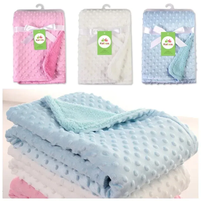 Cobertores Swaddling Fleece Cobertor Nascido Térmico Inverno Sólido Conjunto de Cama de Algodão Quilt Infantil Swaddle Envoltório 10276cm 231208