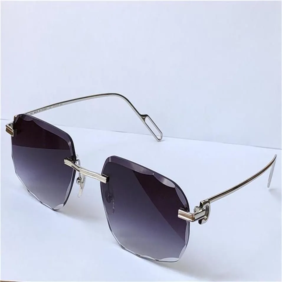 Solglasögon kvinnor vintage piccadilly oregelbundna glasögon 0115 Rimless Diamond Cut Lens Retro Fashion Avant-garde Design UV400 Light C254A