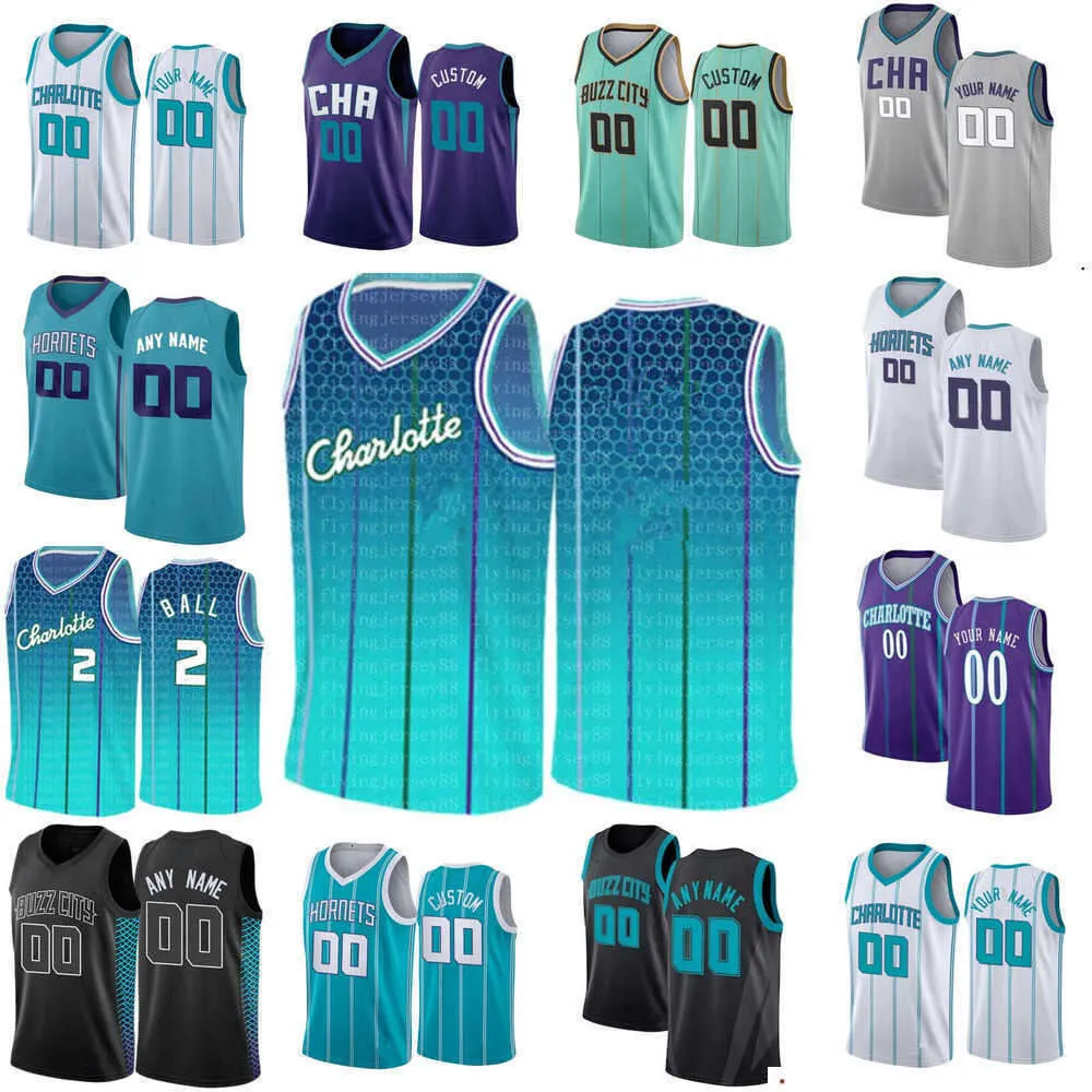 2023 Custom Mens Womens Charlotte''Hornets''2 LaMelo Ball 3 Terry Rozier III 0 Miles Bridges 20 Gordon Hayward Basquete Jerseys