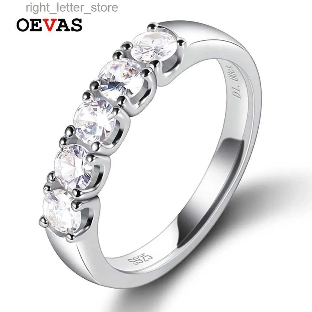 With Side Stones OEVAS 925 Sterling Silver 1 D Color Round Moissanite Diamond Rings For Women Wedding Engagement Band Fine Jewelry YQ231209