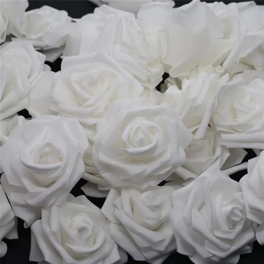 10pcs-100pcs White Pe Foam Rose Flower Head Sztuczna róża do domu dekoracyjne wieńce kwiatowe przyjęcie weselne dekoracja 237i