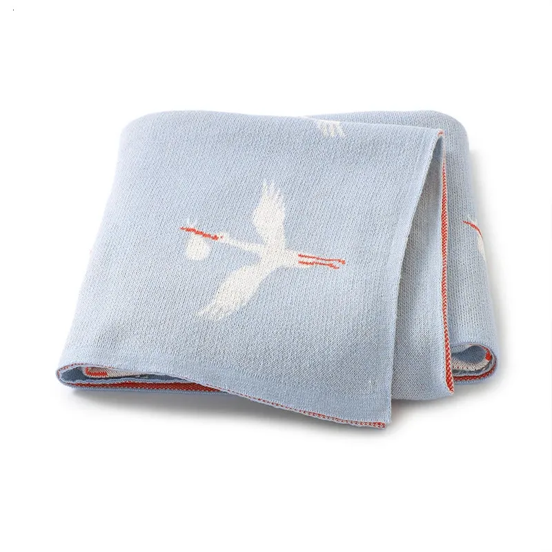 Одеяла для пеленания, вязаная детская коляска, мягкая кровать для девочек, одеяло для кроватки для мальчиков, милый плед с рисунком дикого гуся, 9070 см, чехлы 231208