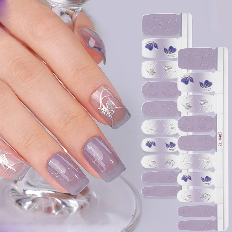 5 fogli adesivi per unghie glitter sfumati brillantezza di colore involucri completi adesivi polacchi strisce decalcomanie autoadesive set per nail art per donne ragazze