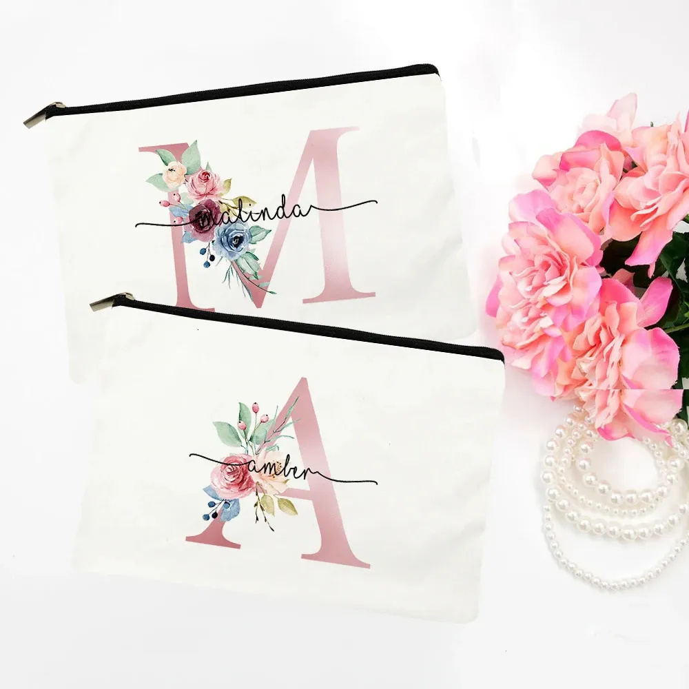 Cosmetische tassen koffers gepersonaliseerde make-up tas bruidsmeisje zakje cadeaus voor haar aangepaste eerste toilettas voorstel 231208