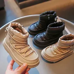 Boots New Baby Boots Fashion Casual Girls Boys 2024 Winter Plush Warm Shoes Soft Bottom Shoes Kids Sneaker Children Sport Snow ShoesL231209