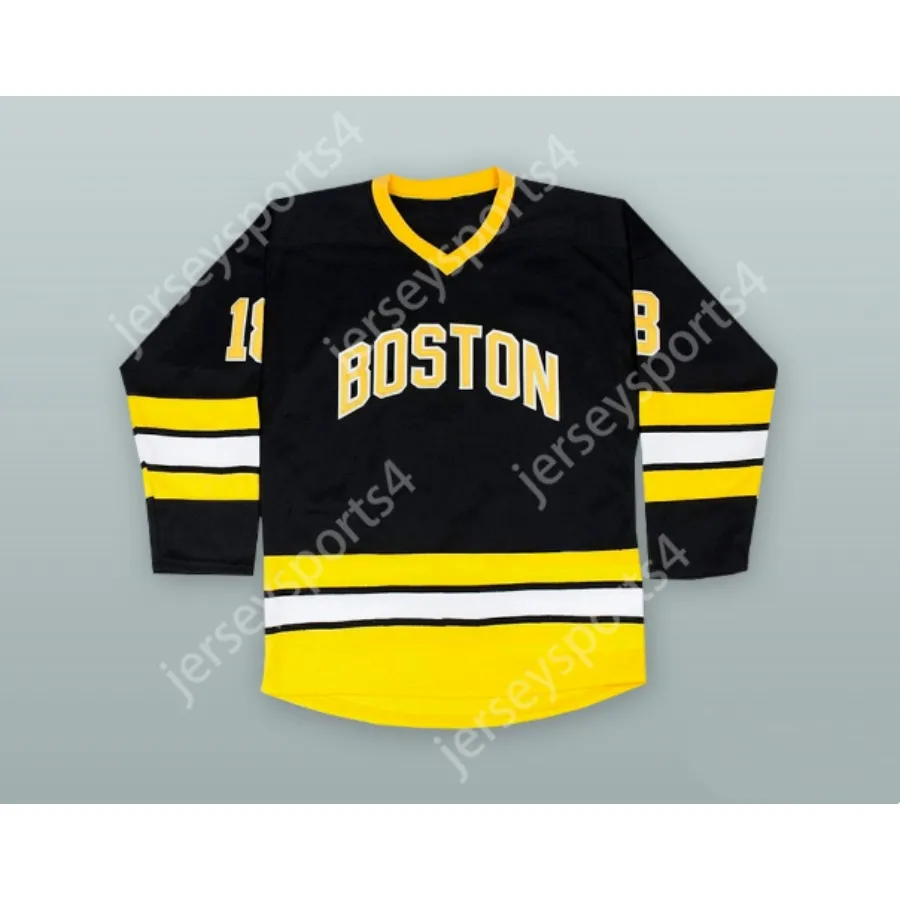 Anpassad Happy Gilmore 18 Boston Alternativ Black Hockey Jersey New Top Stitched S-M-L-XL-XXL-3XL-4XL-5XL-6XL