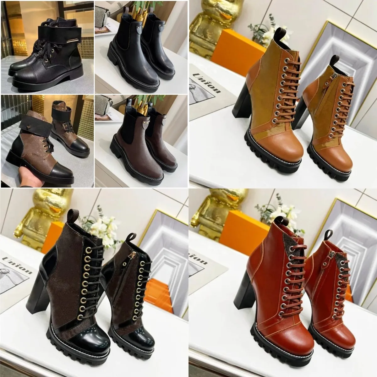 Stivale Flat Ranger da donna Wonderland Flat Ranger Boot classici di design Beaubourg Star Trail Stivale in pelle di lusso Suola in gomma moda Platform Territory Flat Ranger Bootsy Shake Boot