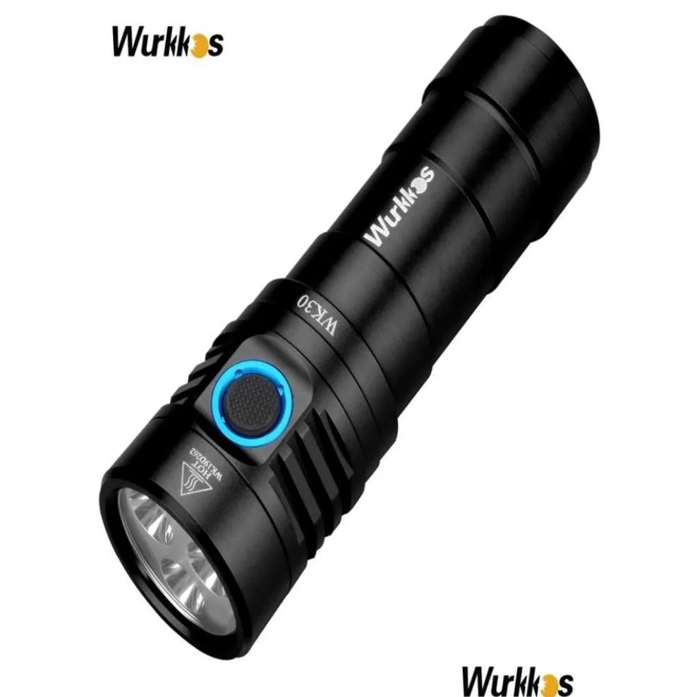 Flashlights Torches Wurkkos Wk30 Mti Color Rechargeable Led Flashlight 26650 Lh351D Edc Torch Red Light 365Nm Uv With Power Indicator Dhwgl