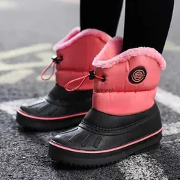 Boots 2023 Winter Children Boots Princess Non-Slip Girls Shoes Water Proof Girl Boy Snow Boots Kids Warm High Quality Plush BootsL231209