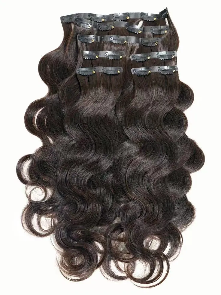 26 Inch Clip In Human Hair Extensions Body Wave 120g 7 Pieces Amazon.com : Body Wave Clip In Hairpiece - Natural Color  main image 4