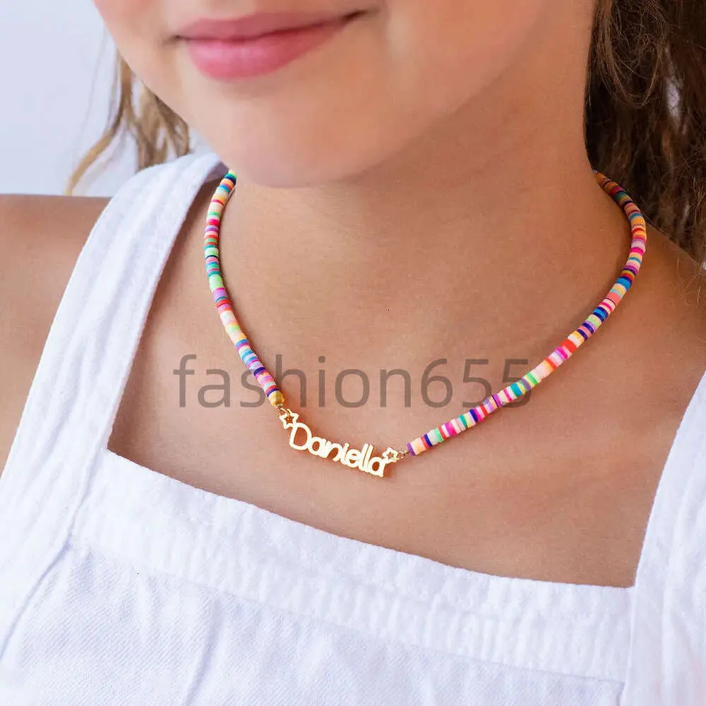 Colares de pingente Colares de pingente de aço inoxidável personalizado nome colar para mulheres menina personalizado arco-íris macio gargantilha jóias presentes de natal 231123