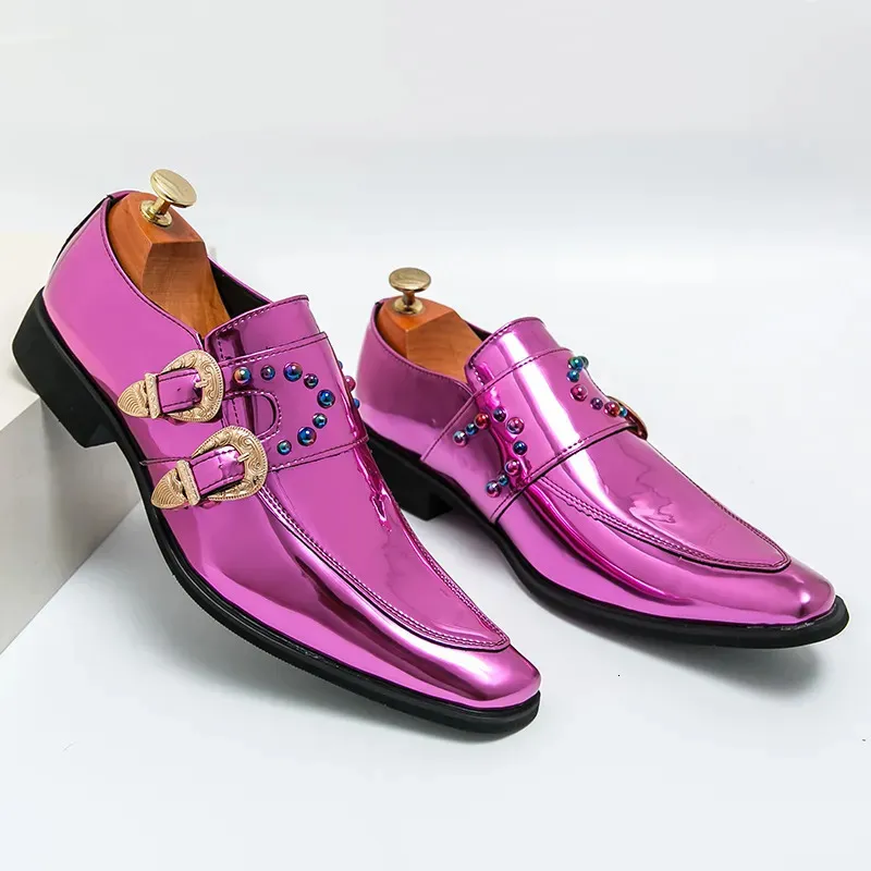 Patent Mens Pink Leather Designer 495 Hauvelle Point Formal Man Robe Wedding Party Shoes Men 231208 880