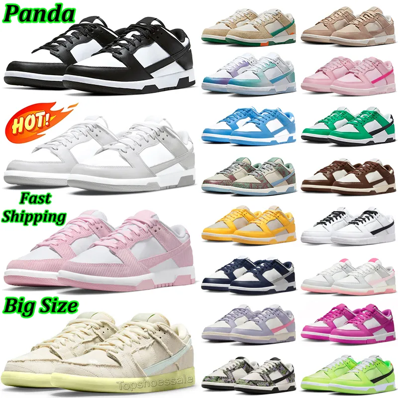 Con Box Panda Sneakers basse Uomo Donna Scarpe da corsa Mummy Designer Uomo Triple Pink Unc Strawberry Syracuse Triple Grey Fog Sail Blu Dunke Scarpe da ginnastica Big Size 36-47 12 13