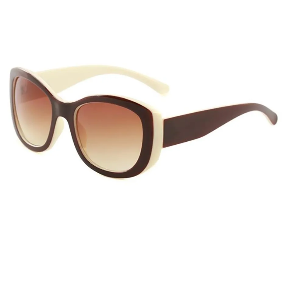 Summer Beach Femmes Lunettes de soleil Or C lettre sur lentille Designer lunettes rondes ombre de mode lunettes de soleil cadres oeil de chat lunettes marron s170j