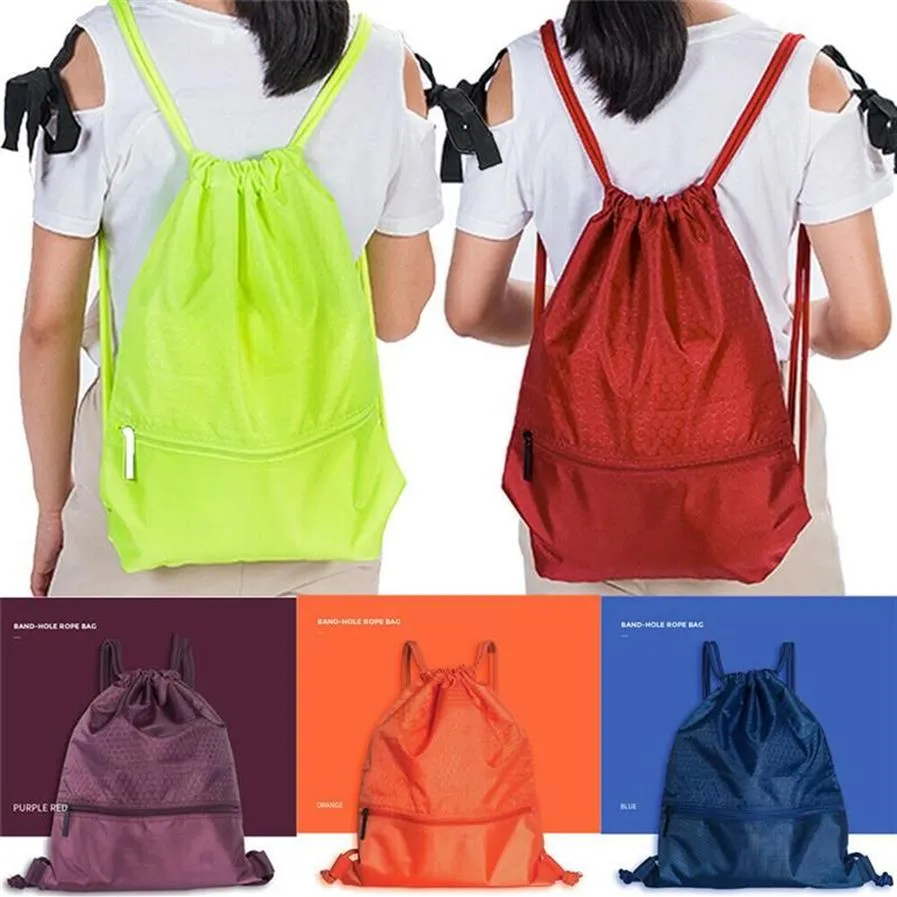 Borse con coulisse Borsa a tracolla con logo personalizzato Zaino stampato sportivo promozionale Tirare la corda Tela femminile Palestra Scuola Borsa da palestra Sport Pack189E