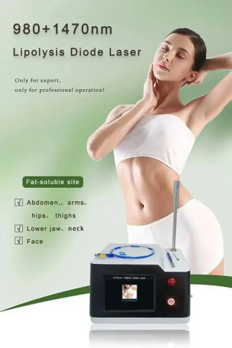 Endolaser Machine Laser Lipolysis Arm Liposuction 980nm 1470nm Face Slimming Body Slimming Fat Removal Cellulite Reduction