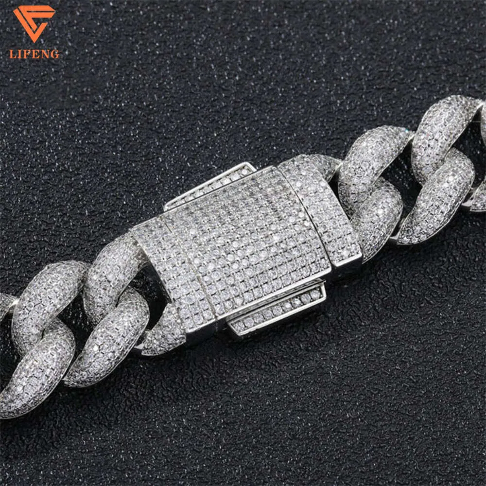 High-end Custom Bracelet Hot Sale Men Hip-hop 15mm S925 Silver 9k 10k 14k 18k Gold Moissanite Diamond Cuban Bracelet