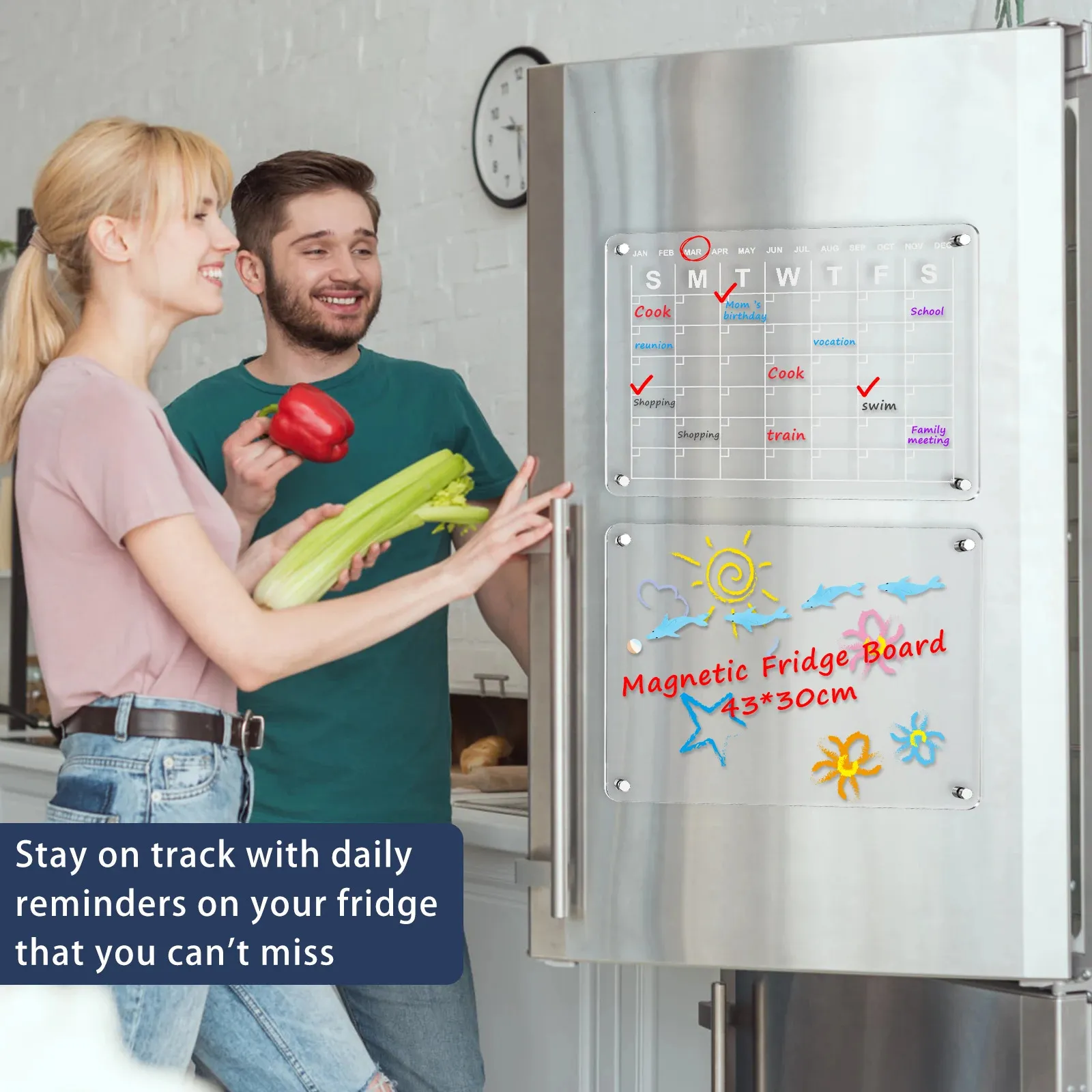 Reusable Acrylic Fridge Magnet Set 4 Marker & Pen Holder Calendar For Home  Office Clear & Durable Design, Easy To Hang & Remove From Xuan10, $18.77 |  DHgate.Com
