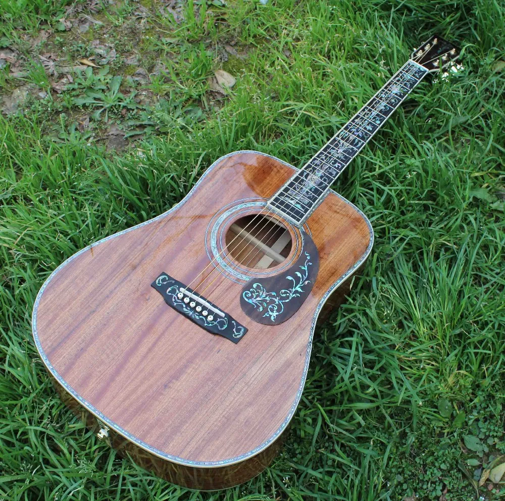 Dreadnought D45K 41 Zoll Ebenholzgriffbrett Abalone Binding Tree Life Akustische E-Gitarre aus Koaholz