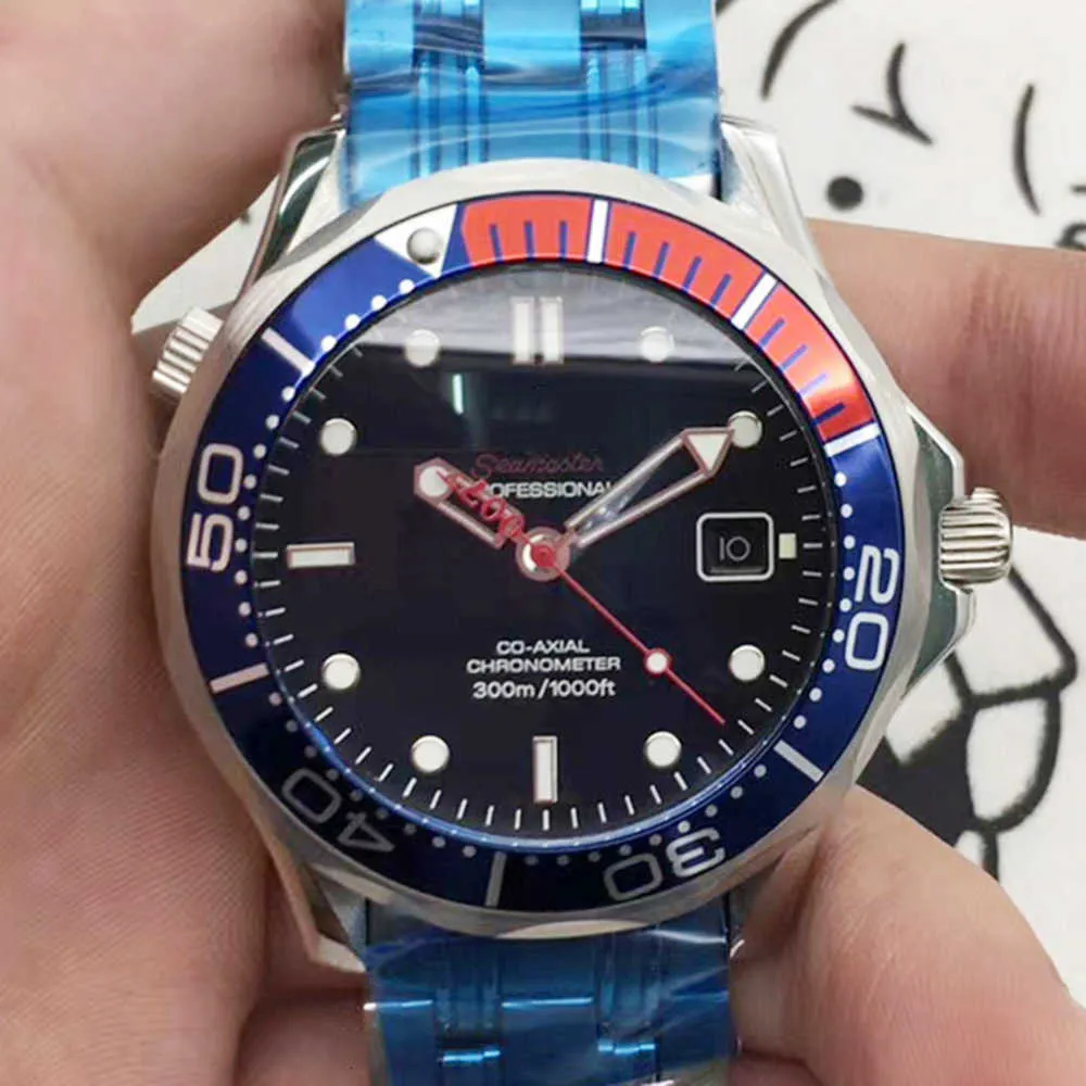 Mode Omega montre de luxe concepteur méga montre mécanique Oujia rouge bleu Bond montre entièrement automatique