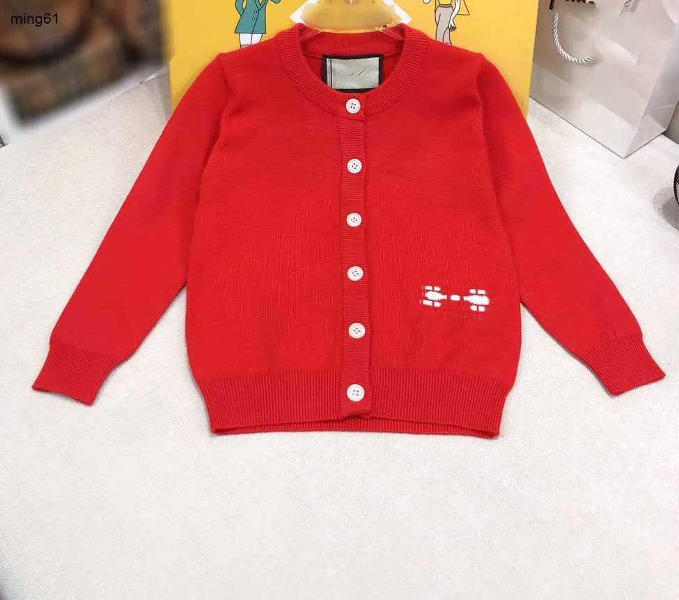 Markenkind-Strickjacke Dreifarbiger optionaler Babypullover Größe 100-150 Kinder-Designerkleidung V-Ausschnitt Gestrickte Mädchen-Jungen-Jacke Dec05