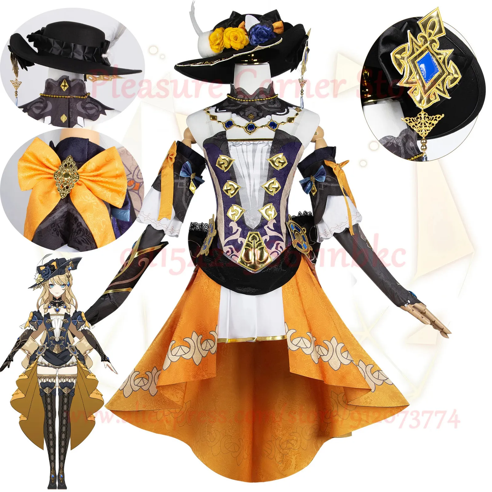 Kostium anime xs3xl Navia Cosplay Costume Pełny zestaw z hat Genshin Impact Cosplay Fontaine Navia Cosplay Buty sukienka strój mundur 231208